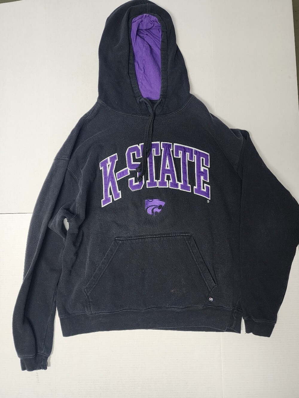 J. America Men's Size 2XL Black And Purple Kansas State Hooded Sweatshirt
